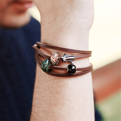 Leather Bracelet Brown/Silver