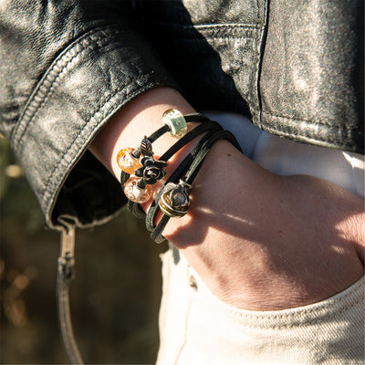 Leather Bracelet Black/Silver