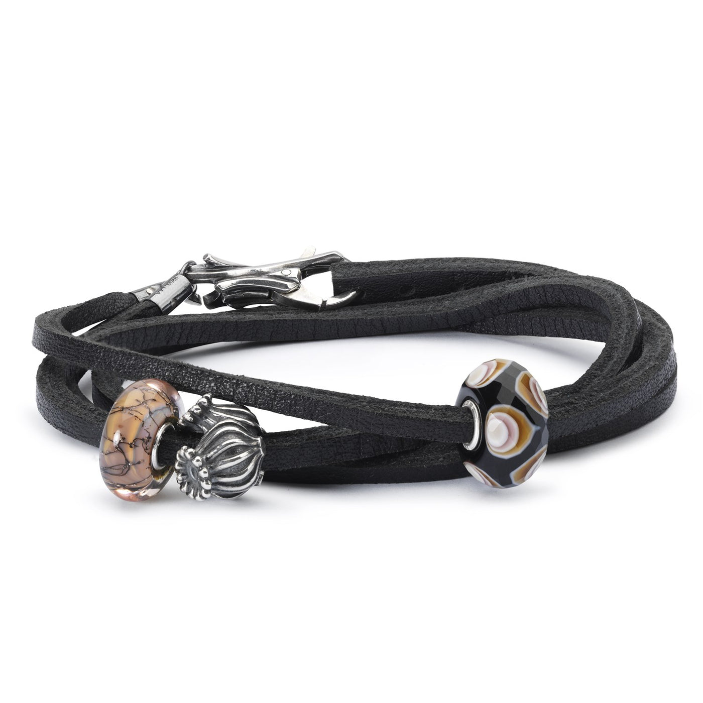 Leather Bracelet Black/Silver